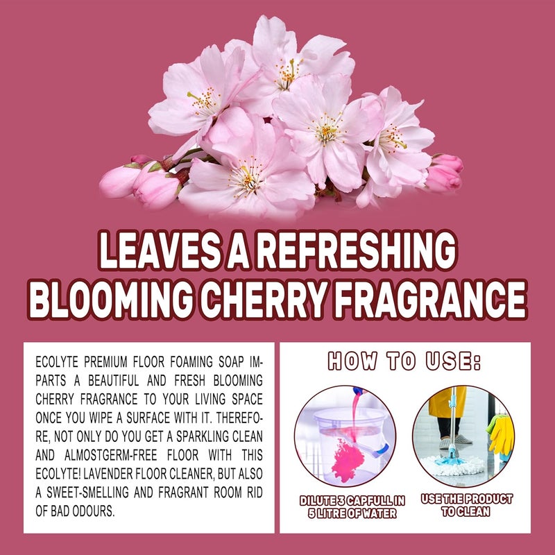 ECOLYTE+ Premium Floor Foaming Soap - Blooming Cherry 1L - Image 5